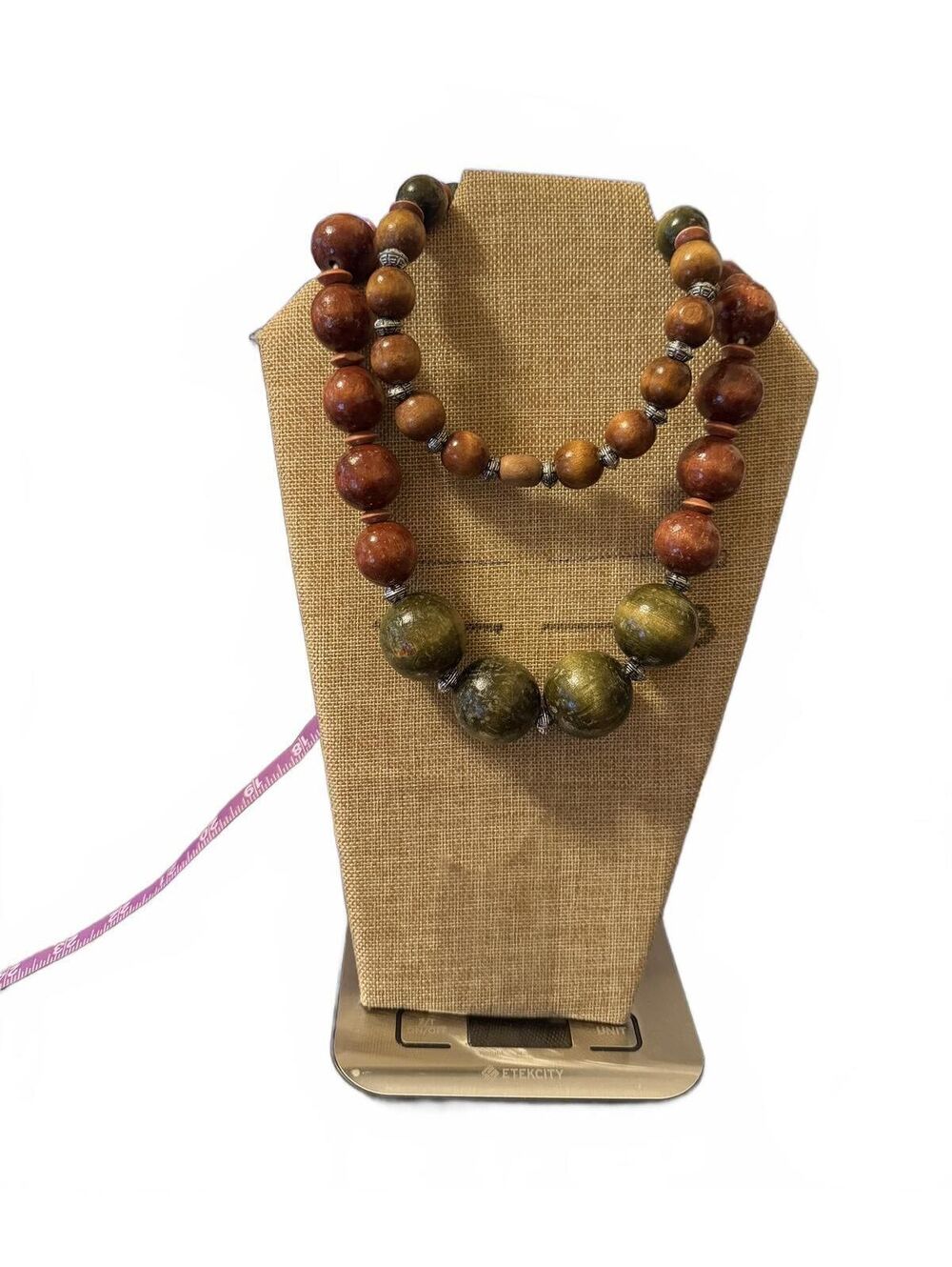 Vintage Multi-Color Large Wood Bead Necklace 38" Stylish Women's Jewelry